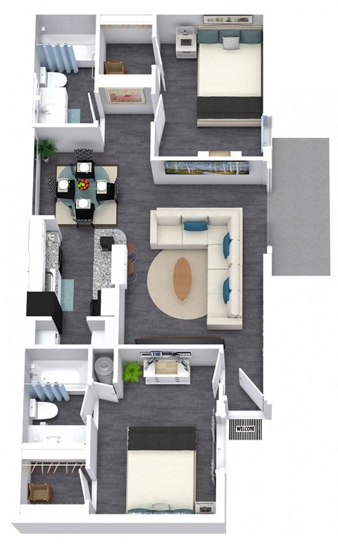 a floor plan of a house with a bedroom and a living room